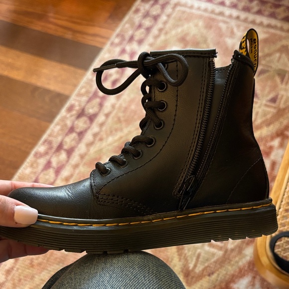Dr. Martens Black Leather Boots with Yellow Stitching - Picture 4 of 8